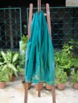 Dupatta- Dark Green Embroidered Cotton Silk