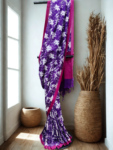 Purple saari white flowers