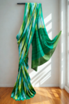 Green Mull Cotton Striped Sari