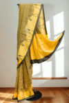 Zebra Print Yellow Mull Cotton Sari